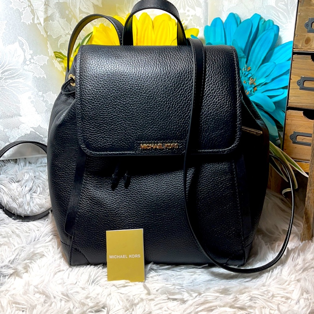 Michael Kors backpack Ginger MD black leather euc - Picture 3 of 12